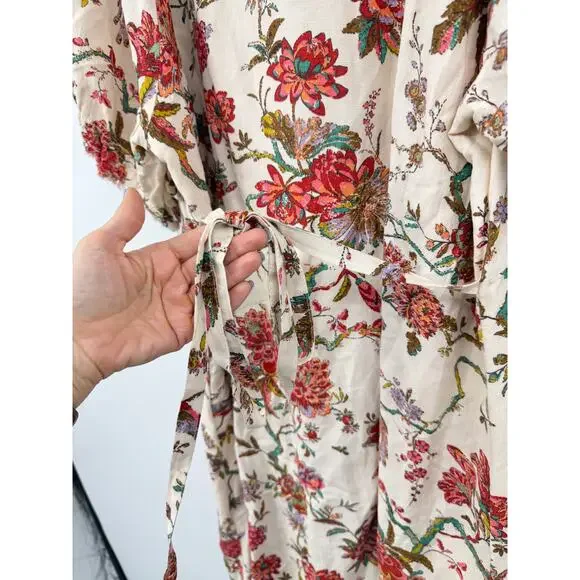 Pilcro Ruffle Collar Button down Dress Floral Plus Size 22W Linen - Picture 10 of 16